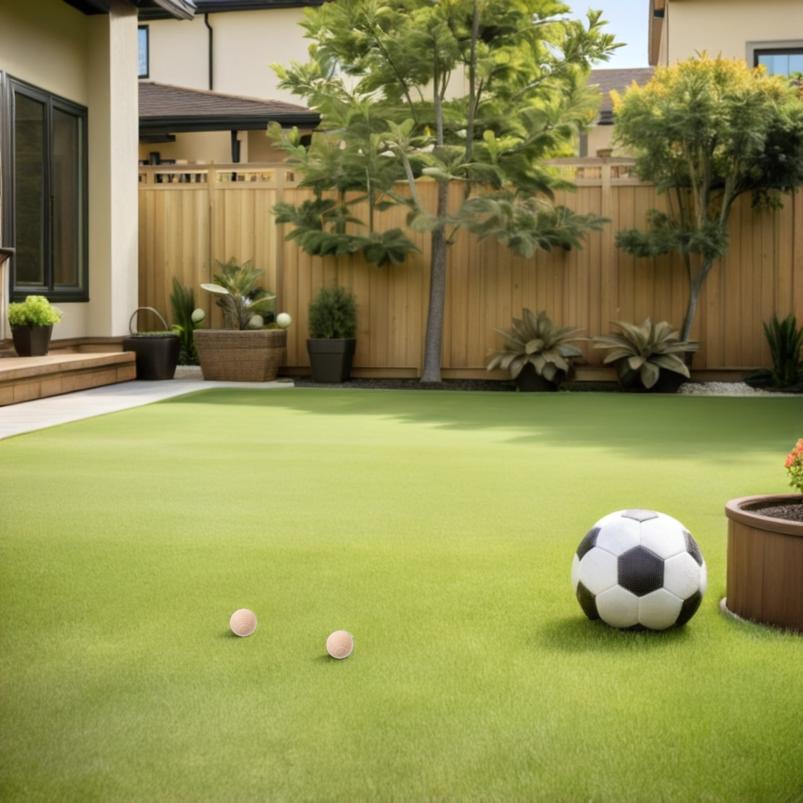 Croquet Set Lawn - 4 Buah Bola Kroket Kayu Alami